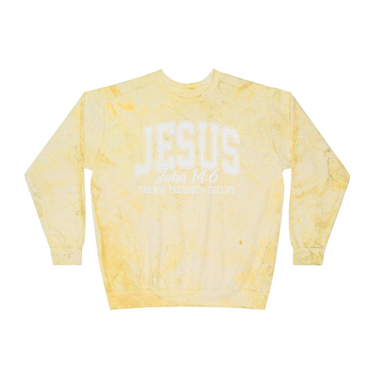 Jesus, the way the truth the life - Unisex Color Blast Crewneck Sweatshirt