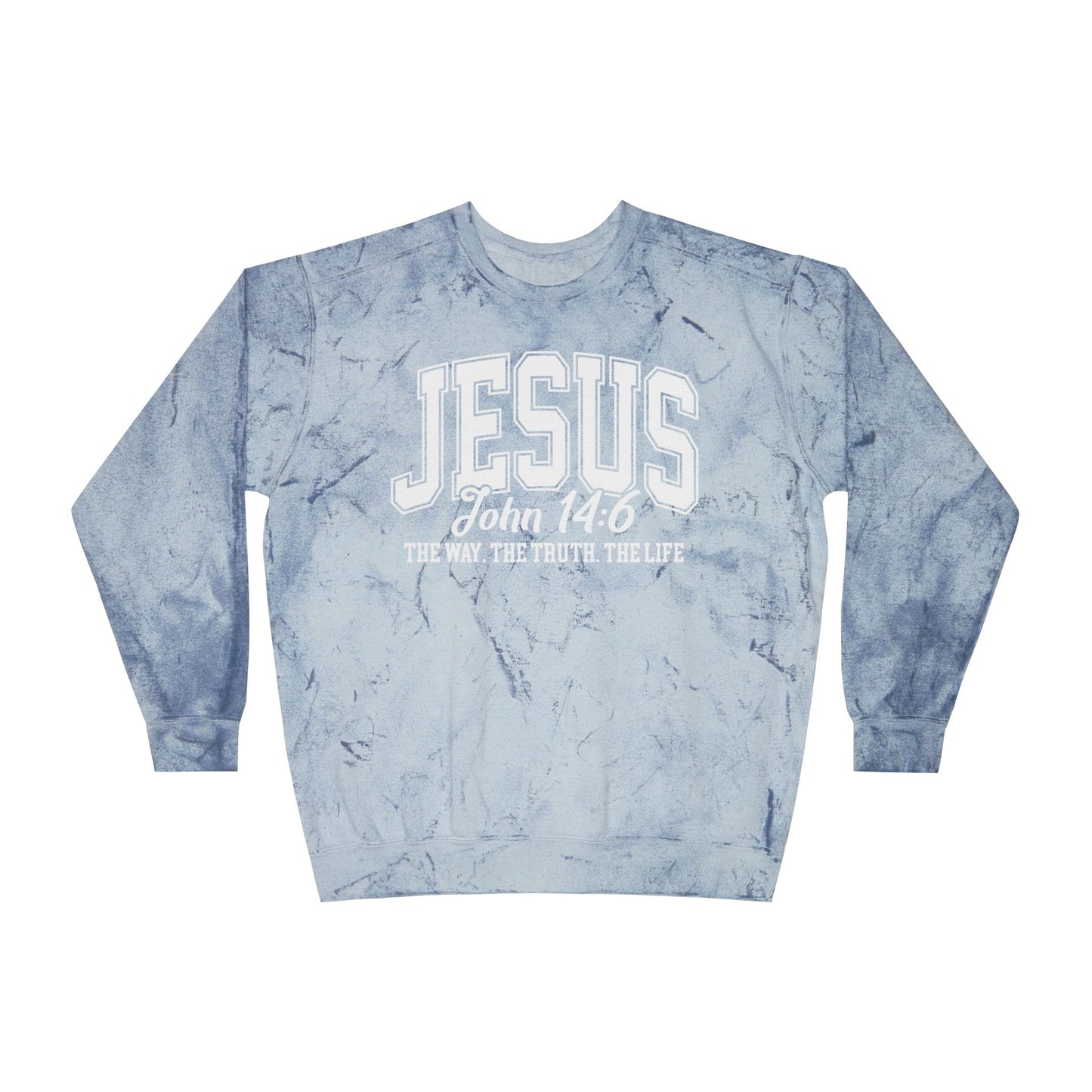 Jesus, the way the truth the life - Unisex Color Blast Crewneck Sweatshirt