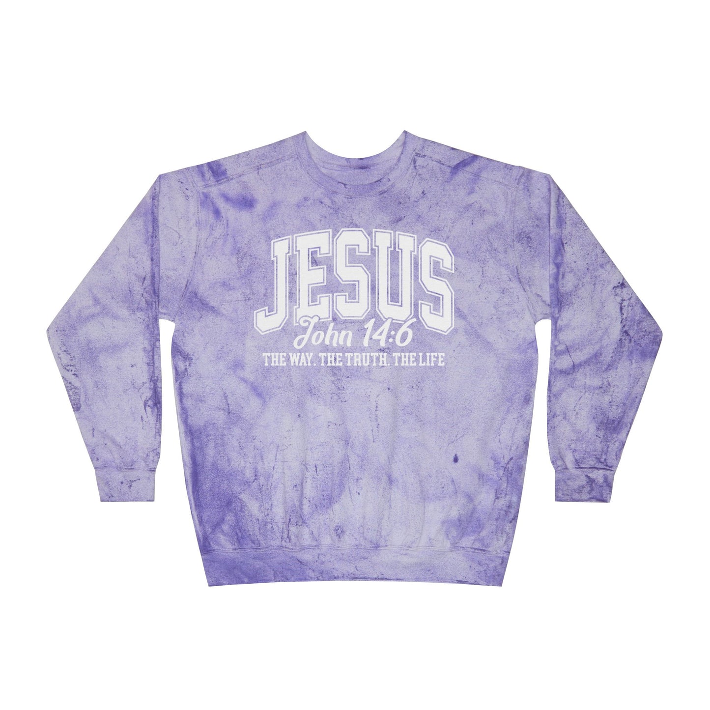 Jesus, the way the truth the life - Unisex Color Blast Crewneck Sweatshirt