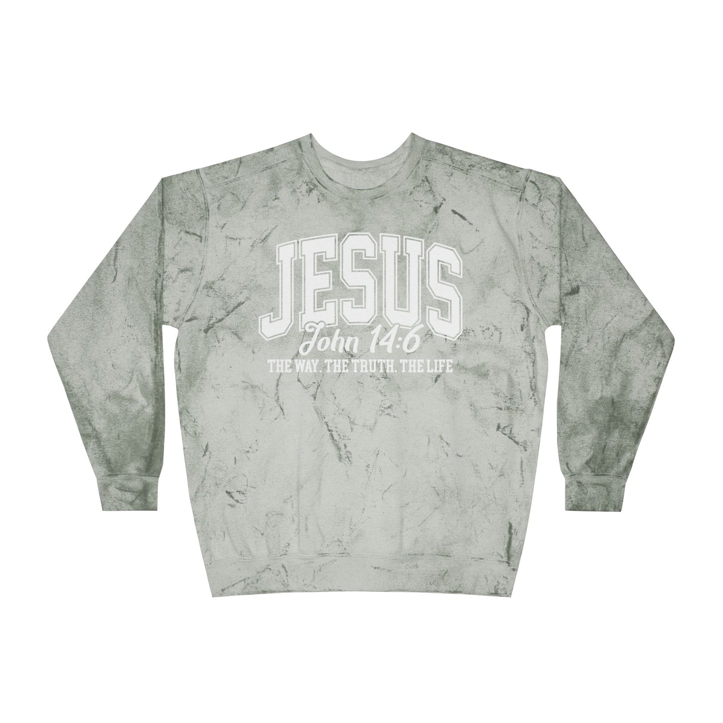 Jesus, the way the truth the life - Unisex Color Blast Crewneck Sweatshirt